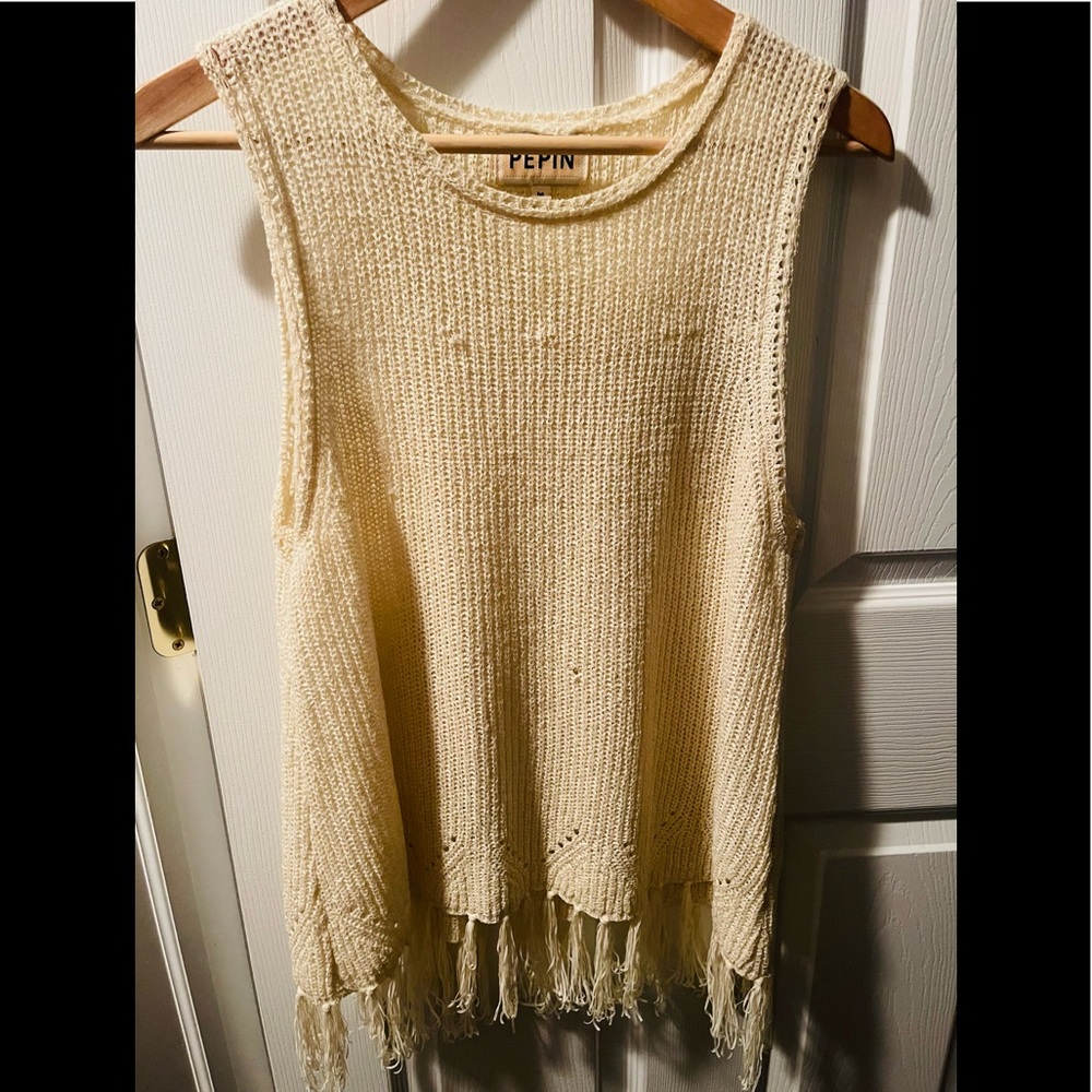 Sleeveless Fringe Top